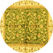 Round Oriental Yellow Traditional Rug, abs3157yw