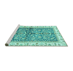 Sideview of Machine Washable Oriental Turquoise Traditional Area Rugs, wshabs3157turq
