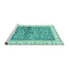 Sideview of Machine Washable Oriental Turquoise Traditional Area Rugs, wshabs3157turq