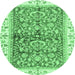 Round Oriental Emerald Green Traditional Rug, abs3157emgrn