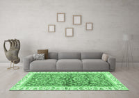 Machine Washable Oriental Emerald Green Traditional Rug, wshabs3157emgrn