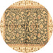 Round Oriental Brown Traditional Rug, abs3157brn