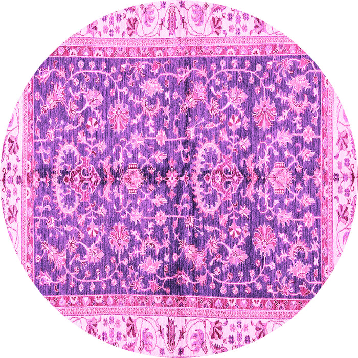 Round Oriental Pink Traditional Rug, abs3157pnk