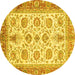 Round Oriental Yellow Traditional Rug, abs3158yw