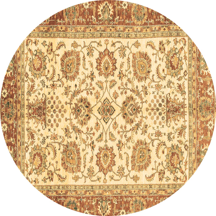 Round Oriental Brown Traditional Rug, abs3158brn