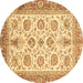 Round Oriental Brown Traditional Rug, abs3158brn