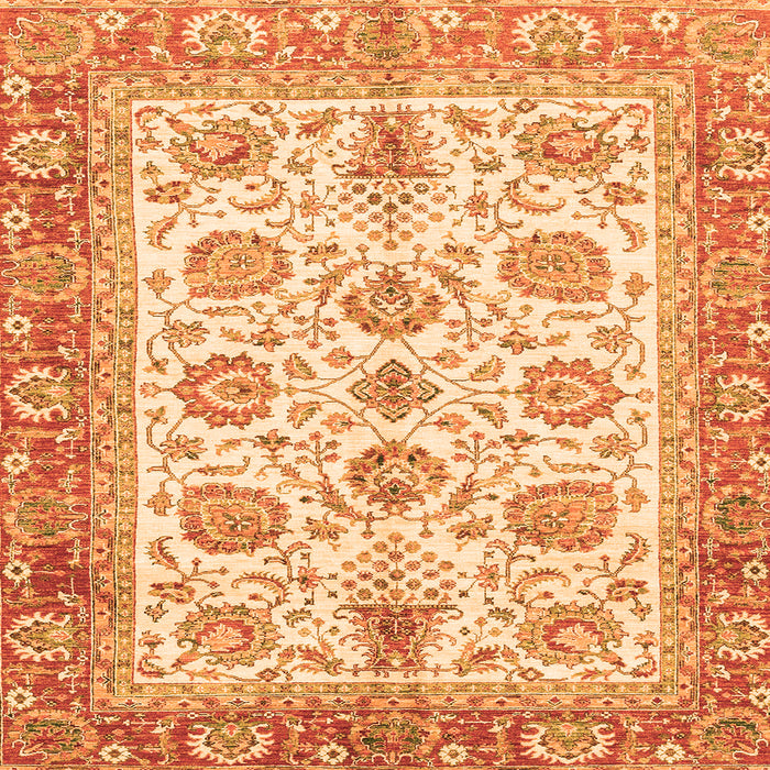 Square Oriental Orange Traditional Rug, abs3158org