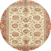 Round Machine Washable Abstract Chocolate Brown Rug, wshabs3158