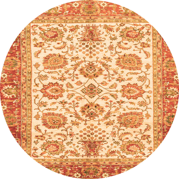 Round Oriental Orange Traditional Rug, abs3158org