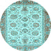 Round Oriental Light Blue Traditional Rug, abs3158lblu