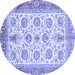 Round Machine Washable Oriental Blue Traditional Rug, wshabs3158blu