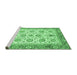 Sideview of Machine Washable Oriental Emerald Green Traditional Area Rugs, wshabs3158emgrn