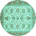 Round Oriental Turquoise Traditional Rug, abs3158turq