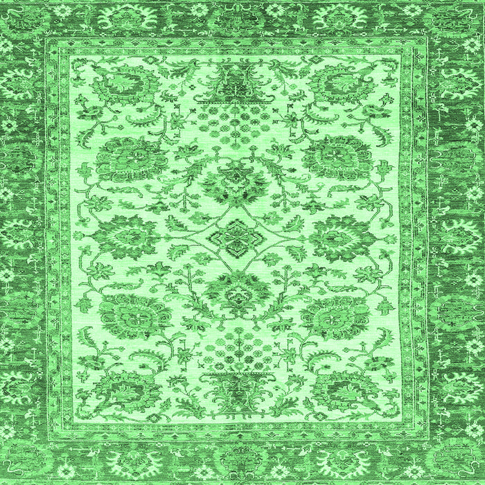 Square Machine Washable Oriental Emerald Green Traditional Area Rugs, wshabs3158emgrn