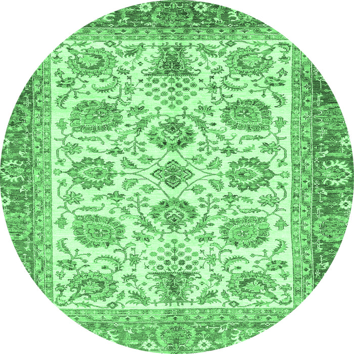 Round Oriental Emerald Green Traditional Rug, abs3158emgrn