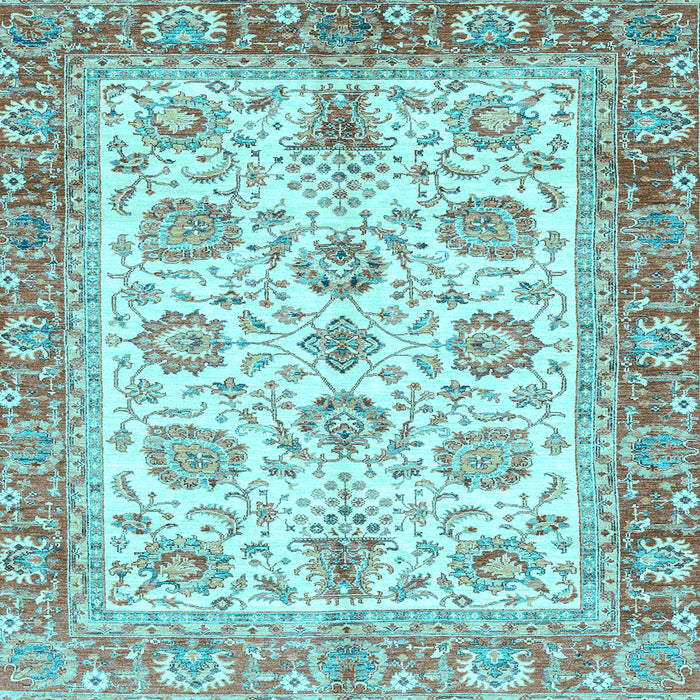 Square Machine Washable Oriental Light Blue Traditional Rug, wshabs3158lblu