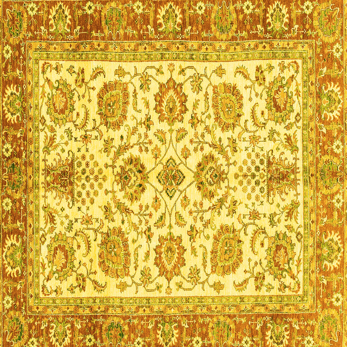 Square Oriental Yellow Traditional Rug, abs3158yw