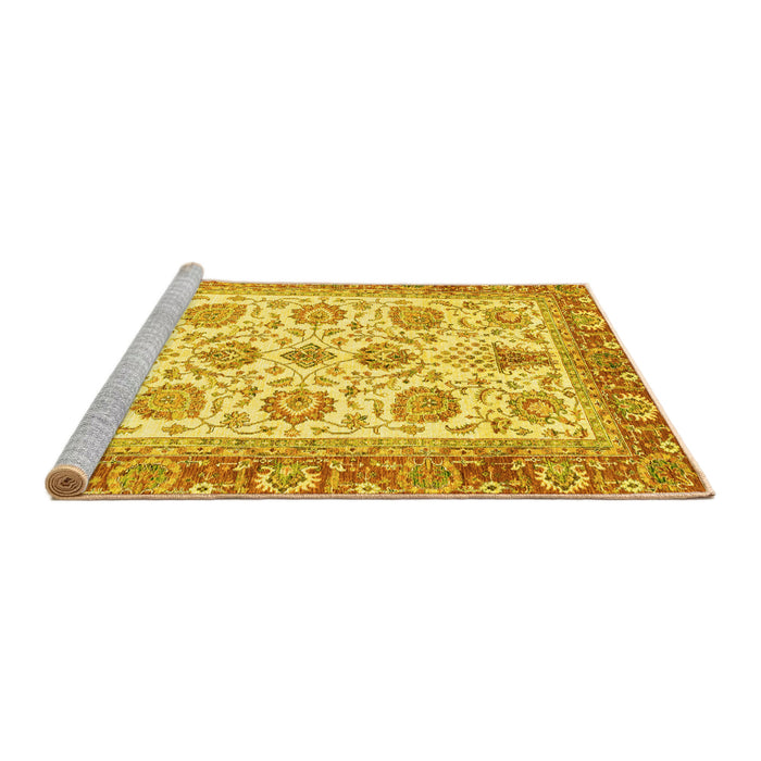 Sideview of Machine Washable Oriental Yellow Traditional Rug, wshabs3158yw