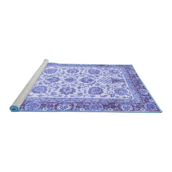 Sideview of Machine Washable Oriental Blue Traditional Rug, wshabs3158blu