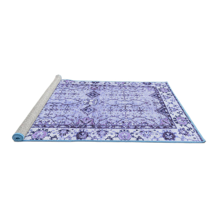 Sideview of Machine Washable Abstract Blue Modern Rug, wshabs3159blu