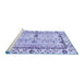 Sideview of Machine Washable Abstract Blue Modern Rug, wshabs3159blu