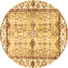 Round Abstract Brown Modern Rug, abs3159brn