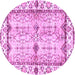 Round Machine Washable Abstract Purple Modern Area Rugs, wshabs3159pur