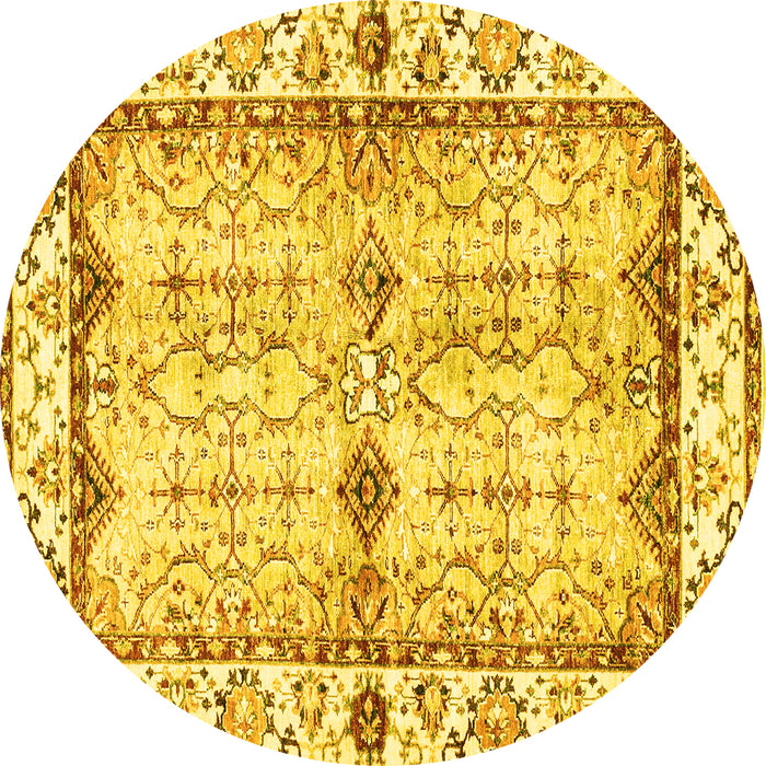 Round Abstract Yellow Modern Rug, abs3159yw