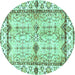 Round Abstract Turquoise Modern Rug, abs3159turq