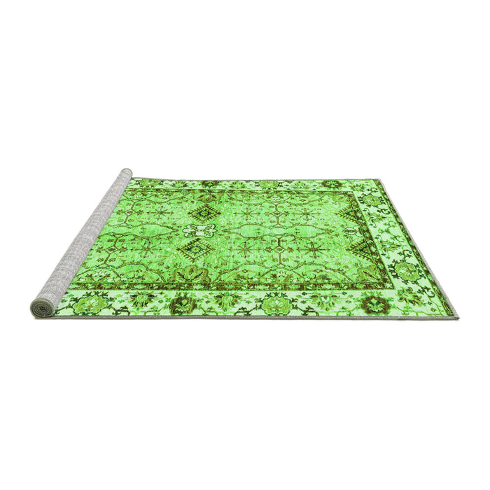 Sideview of Machine Washable Abstract Green Modern Area Rugs, wshabs3159grn