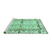 Sideview of Machine Washable Abstract Turquoise Modern Area Rugs, wshabs3159turq