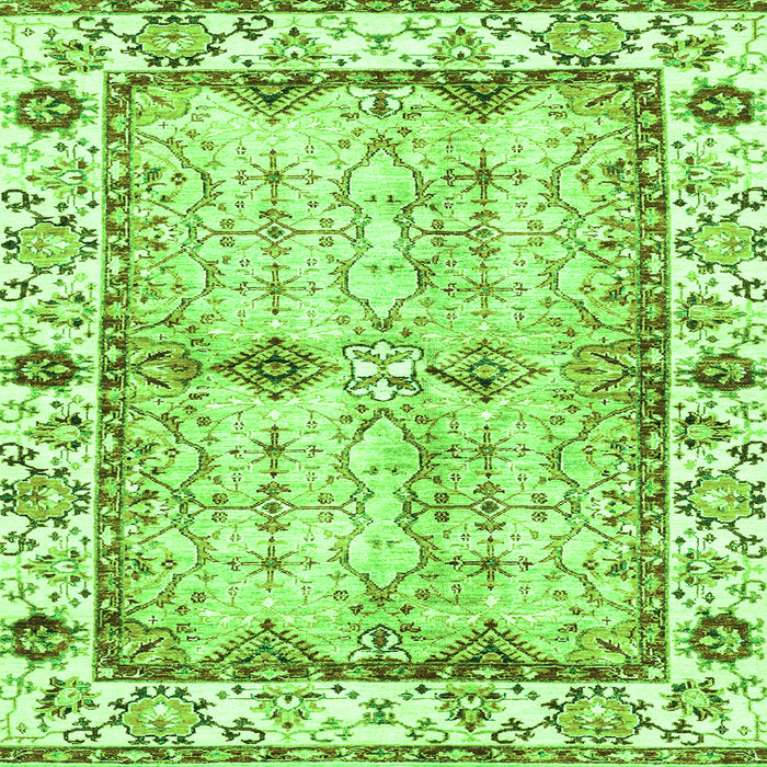 Square Machine Washable Abstract Green Modern Area Rugs, wshabs3159grn