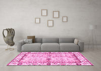 Machine Washable Abstract Pink Modern Rug, wshabs3159pnk