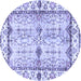 Round Abstract Blue Modern Rug, abs3159blu