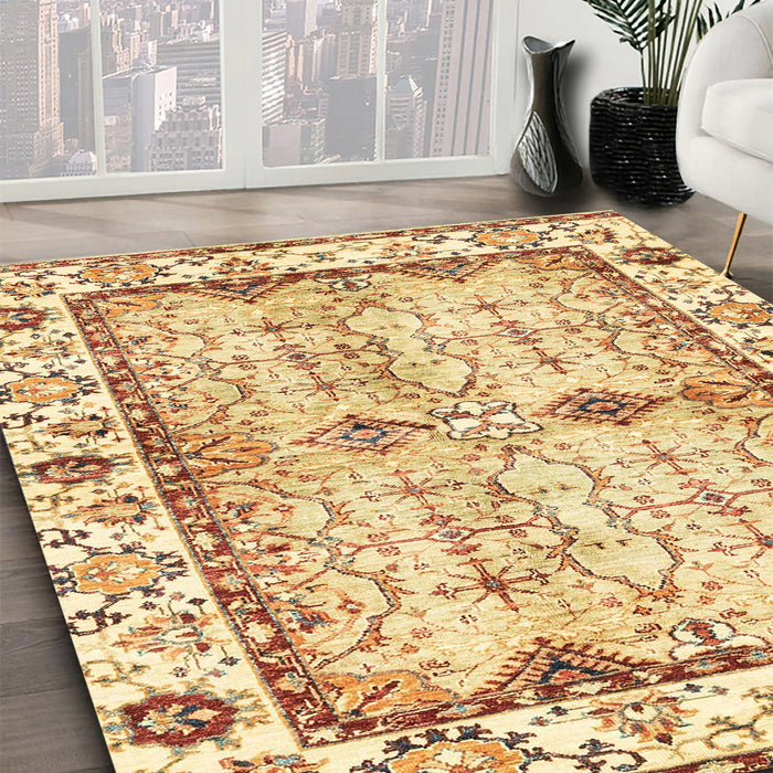 Abstract Chocolate Brown Modern Rug in Family Room, abs3159