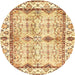 Round Machine Washable Abstract Chocolate Brown Rug, wshabs3159