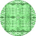 Round Abstract Emerald Green Modern Rug, abs3159emgrn