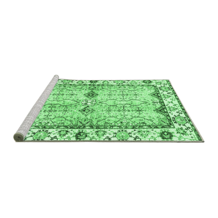 Sideview of Machine Washable Abstract Emerald Green Modern Area Rugs, wshabs3159emgrn