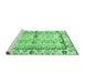 Sideview of Machine Washable Abstract Emerald Green Modern Area Rugs, wshabs3159emgrn