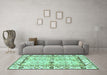 Machine Washable Abstract Turquoise Modern Area Rugs in a Living Room,, wshabs3159turq