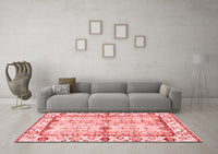 Machine Washable Abstract Red Modern Rug, wshabs3159red