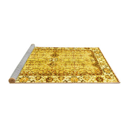 Sideview of Machine Washable Abstract Yellow Modern Rug, wshabs3159yw