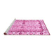 Sideview of Machine Washable Abstract Pink Modern Rug, wshabs3159pnk