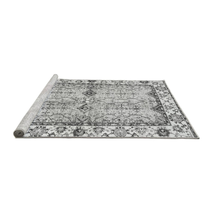 Sideview of Machine Washable Abstract Gray Modern Rug, wshabs3159gry