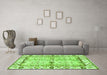 Machine Washable Abstract Green Modern Area Rugs in a Living Room,, wshabs3159grn