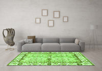 Machine Washable Abstract Green Modern Rug, wshabs3159grn