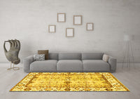 Machine Washable Abstract Yellow Modern Rug, wshabs3159yw