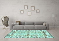 Machine Washable Abstract Light Blue Modern Rug, wshabs3159lblu