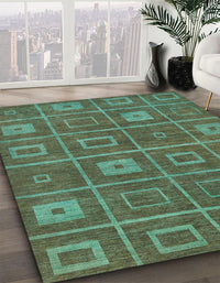 Abstract Army Green Modern Rug, abs315