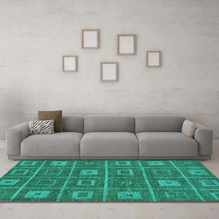 Machine Washable Abstract Turquoise Modern Area Rugs in a Living Room,, wshabs315turq